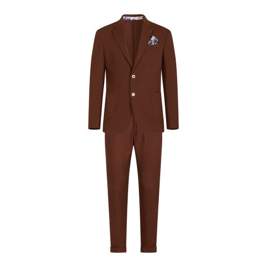 abito bob suite533 t533 tabacco tessuto jersey micro lavorato pantalone con coulisse