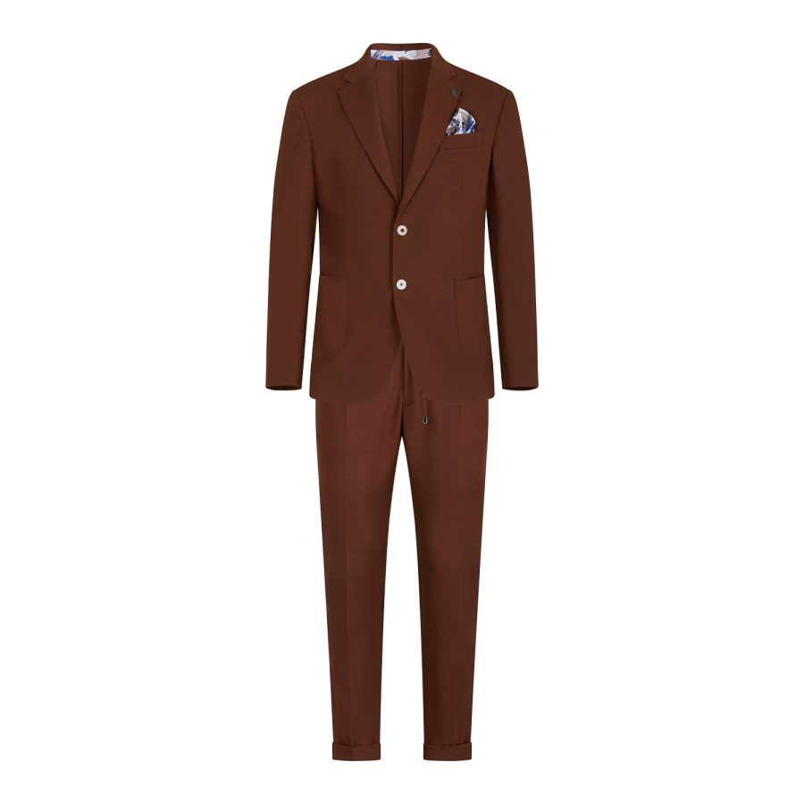 abito bob suite533 t533 tabacco tessuto jersey micro lavorato pantalone con coulisse