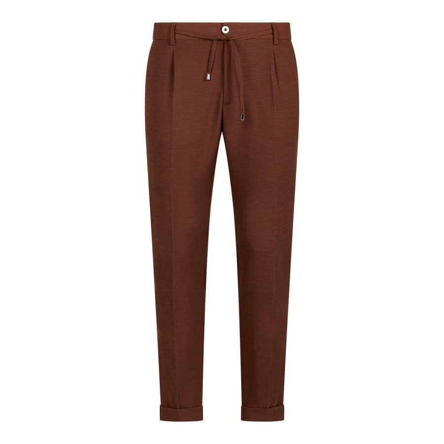 abito bob suite533 t533 tabacco tessuto jersey micro lavorato pantalone con coulisse
