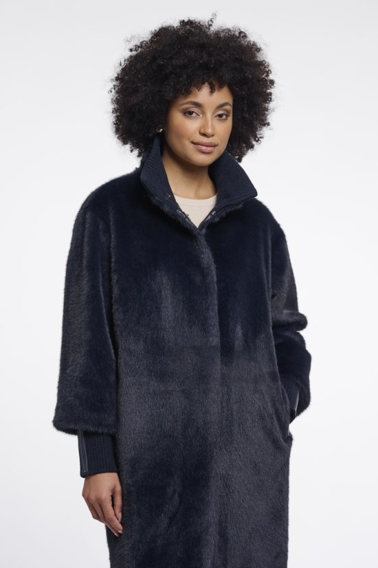 rino & pelle cappotto in eco-pelliccia modello pilar colore blu navy scuro