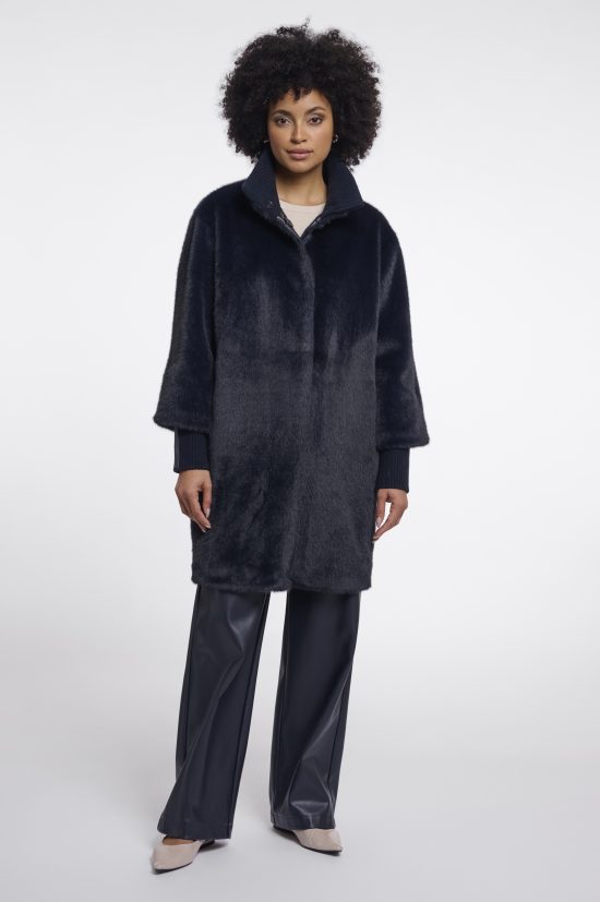 rino & pelle cappotto in eco-pelliccia modello pilar colore blu navy scuro
