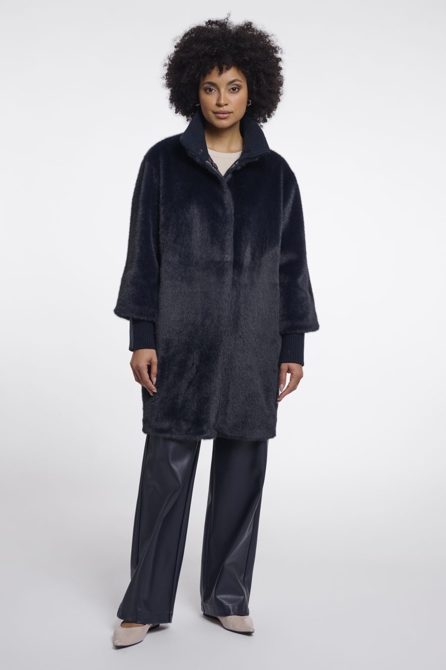 rino & pelle cappotto in eco-pelliccia modello pilar colore blu navy scuro