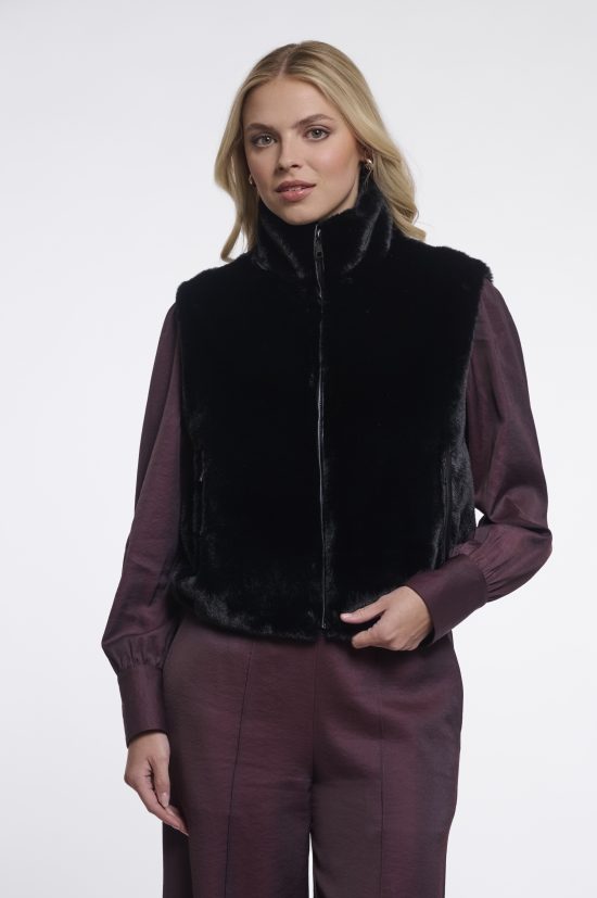 rino & pelle gilet in eco-pelo modello nikki colore nero