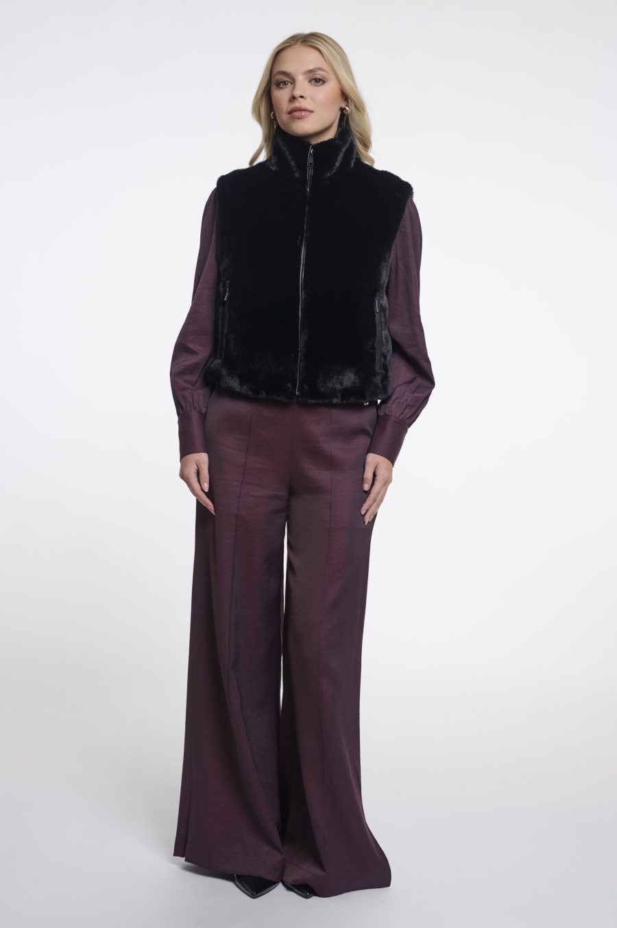 rino & pelle gilet in eco-pelo modello nikki colore nero