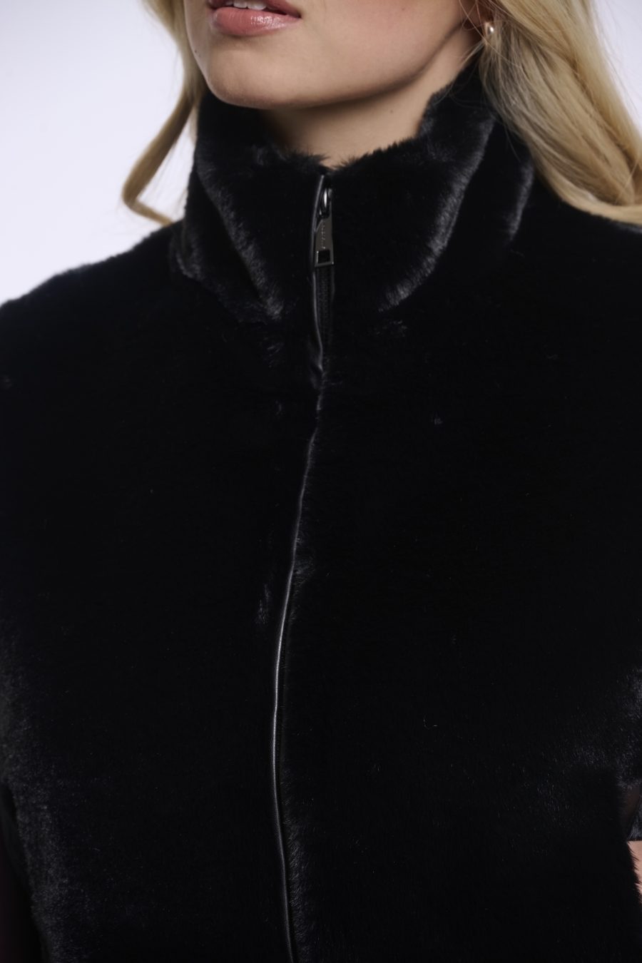 rino & pelle gilet in eco-pelo modello nikki colore nero